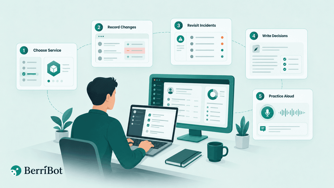 Illustration of a five-item checklist for preparing senior Spring Boot interview examples.